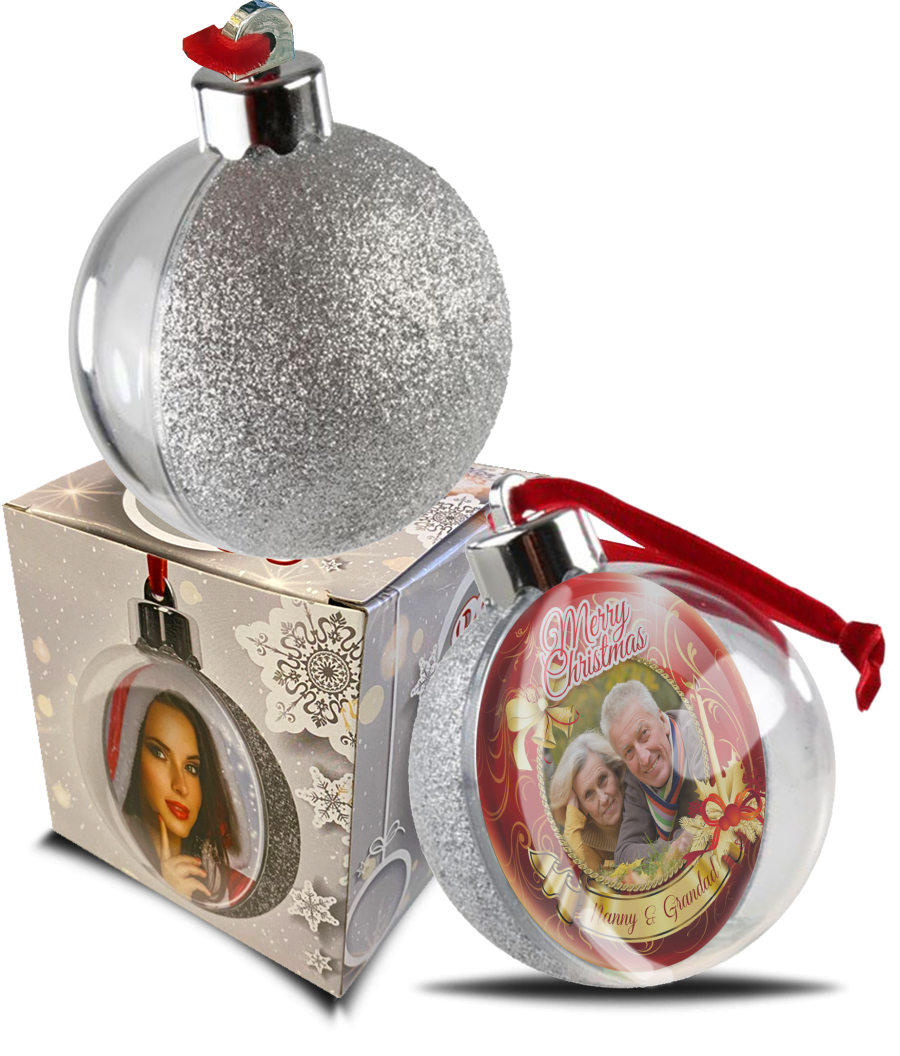 Large Photo Bauble Silver Back